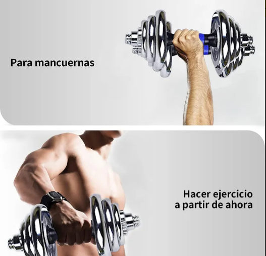 Kit De Mancuernas Pesas Con Barra Discos Ejercicio Gym 20kg Color Azul