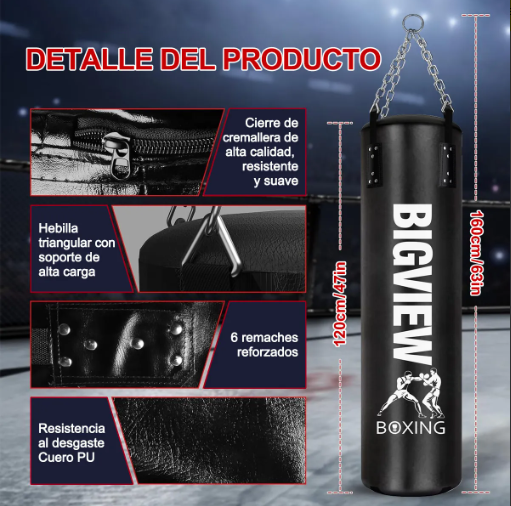Bigview Saco de Boxeo Profesional 120 cm + Guantes