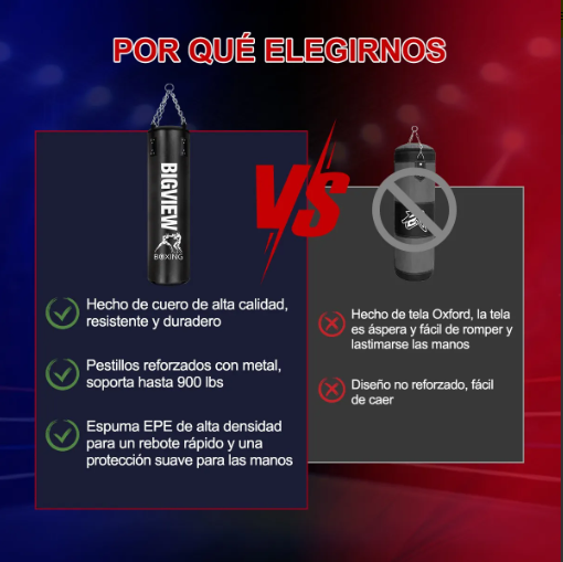 Bigview Saco de Boxeo Profesional 120 cm + Guantes